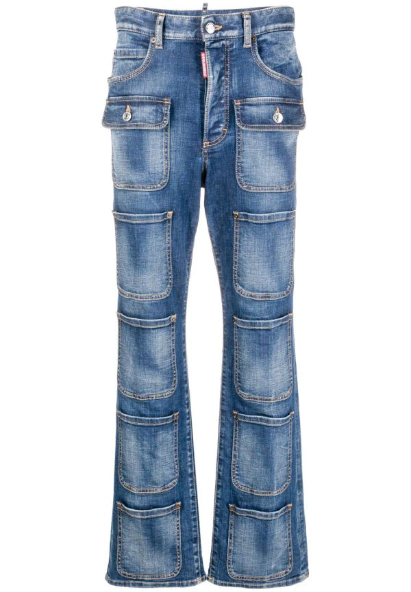 Dsquared2 jeans med hög midja och flera fickor - Blå