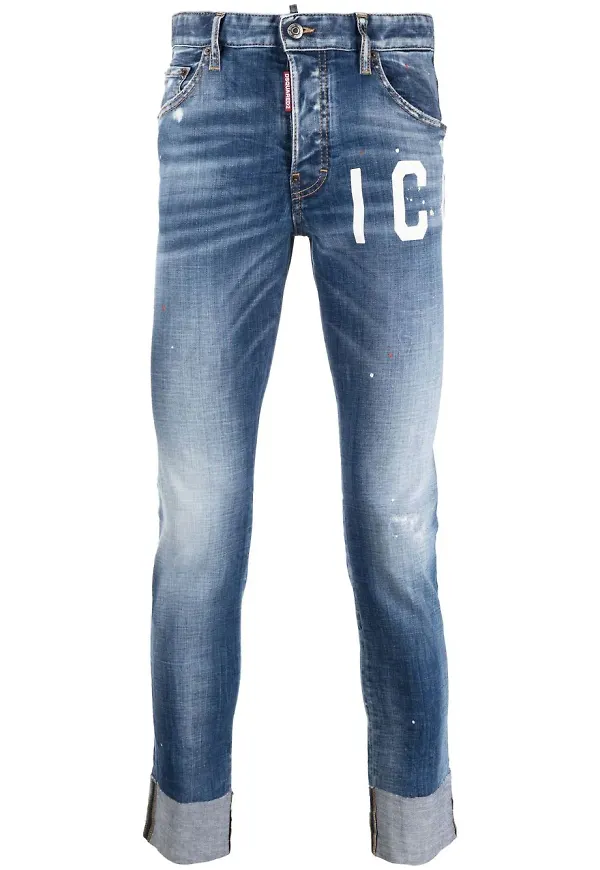 Dsquared2 jeans med sliten finish - Blå
