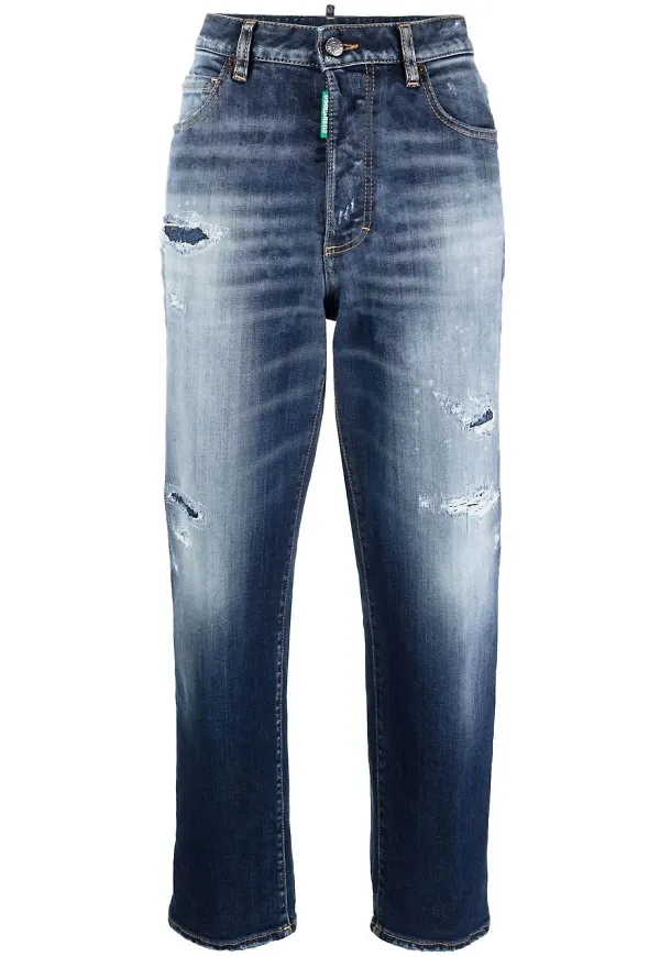 Dsquared2 jeans med sliten finish - Blå
