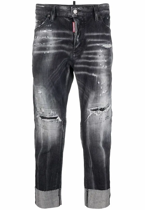 Dsquared2 jeans med sliten finish - Svart