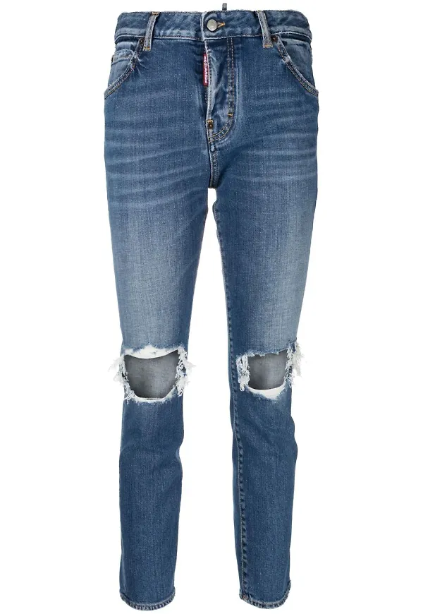 Dsquared2 jeans med utskuren detalj - Blå