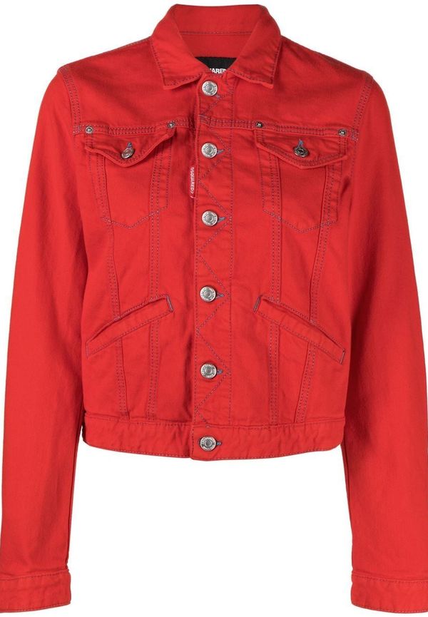 Dsquared2 jeansjacka i boyfriend-modell - Röd