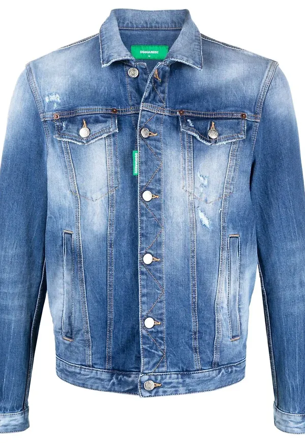 Dsquared2 jeansjacka med blekt effekt - Blå