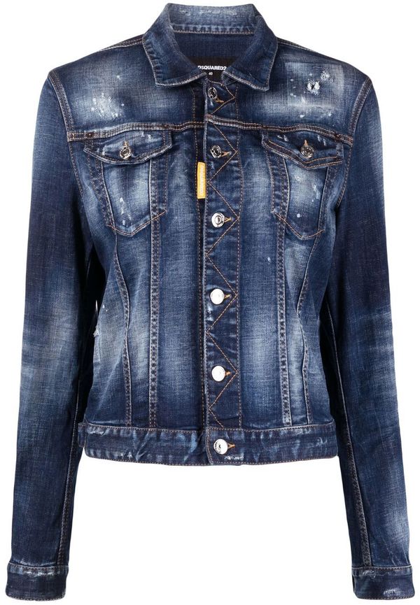 Dsquared2 jeansjacka med färgstänk - Blå