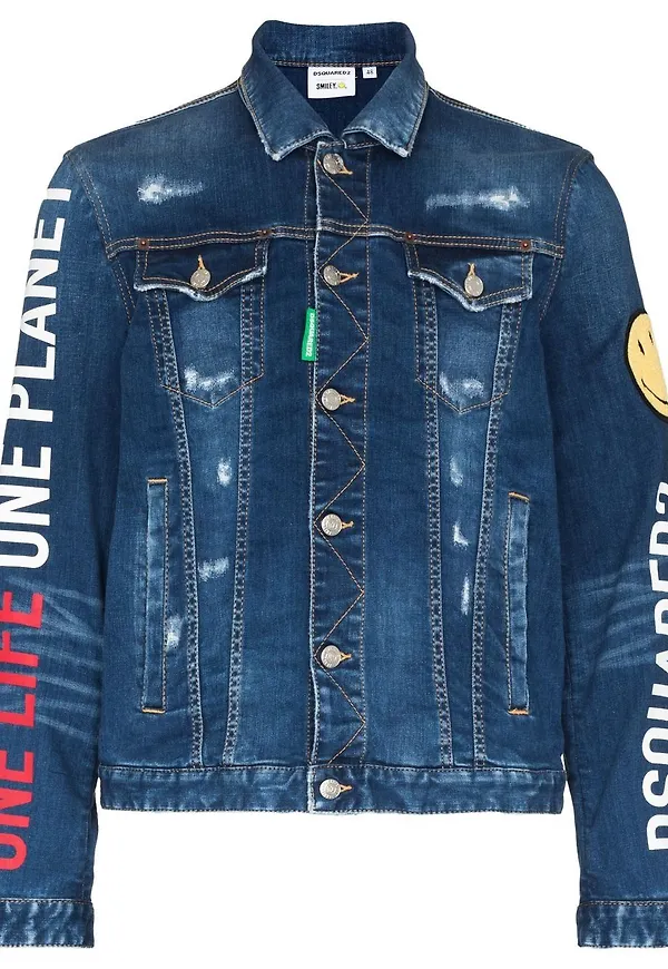 Dsquared2 jeansjacka med grafiskt tryck - Blå