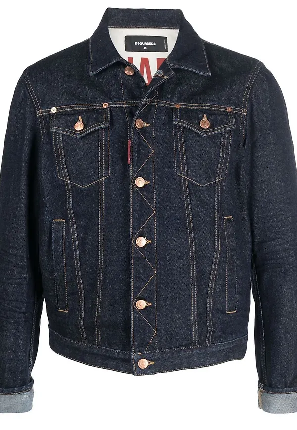 Dsquared2 jeansjacka med kontraststygn - Blå