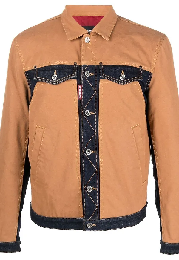 Dsquared2 jeansjacka med panel - Brun