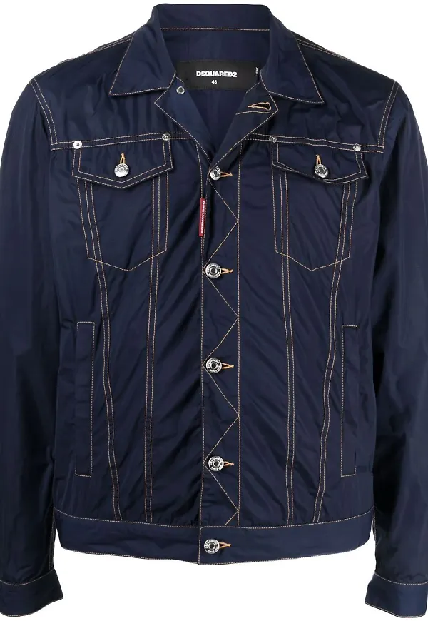 Dsquared2 jeansjacka med passpoalfickor - Blå