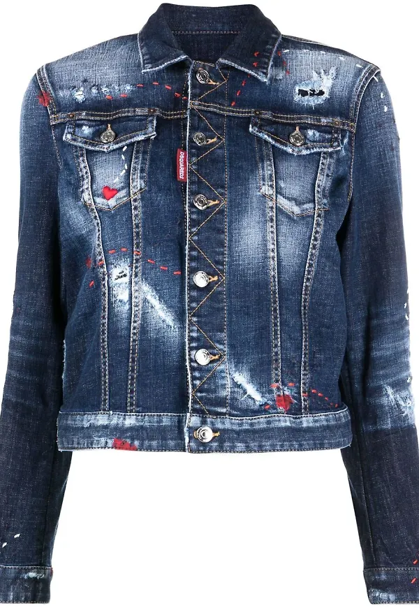Dsquared2 jeansjacka med sliten effekt - Blå