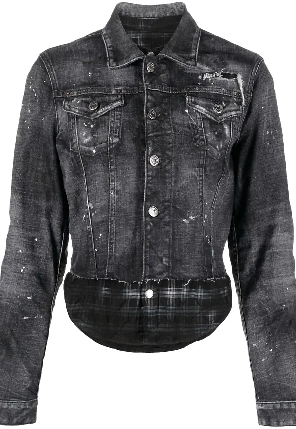 Dsquared2 jeansjacka med sliten effekt - Svart