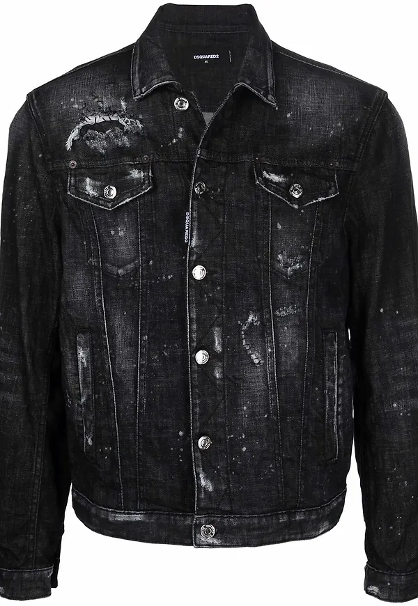 Dsquared2 jeansjacka med sliten effekt - Svart