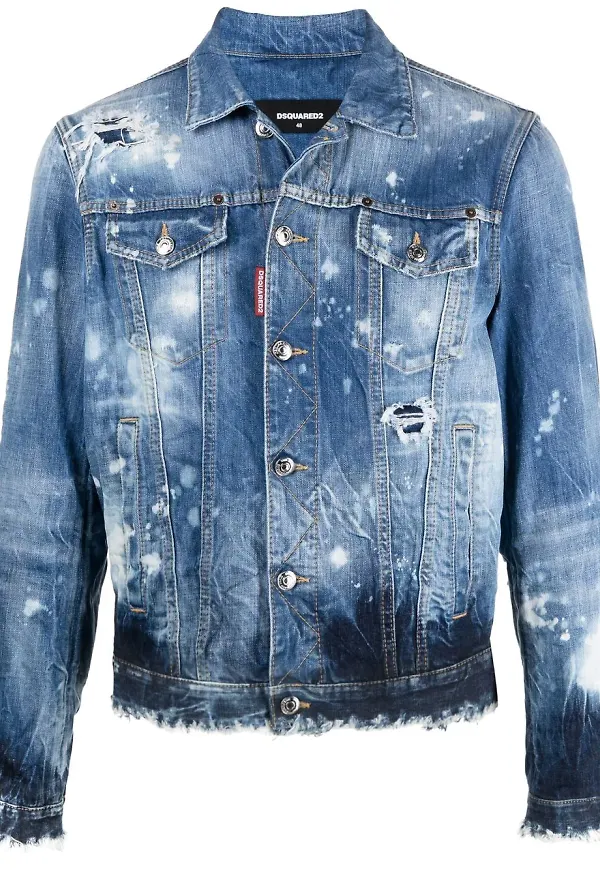 Dsquared2 jeansjacka med slitning - Blå