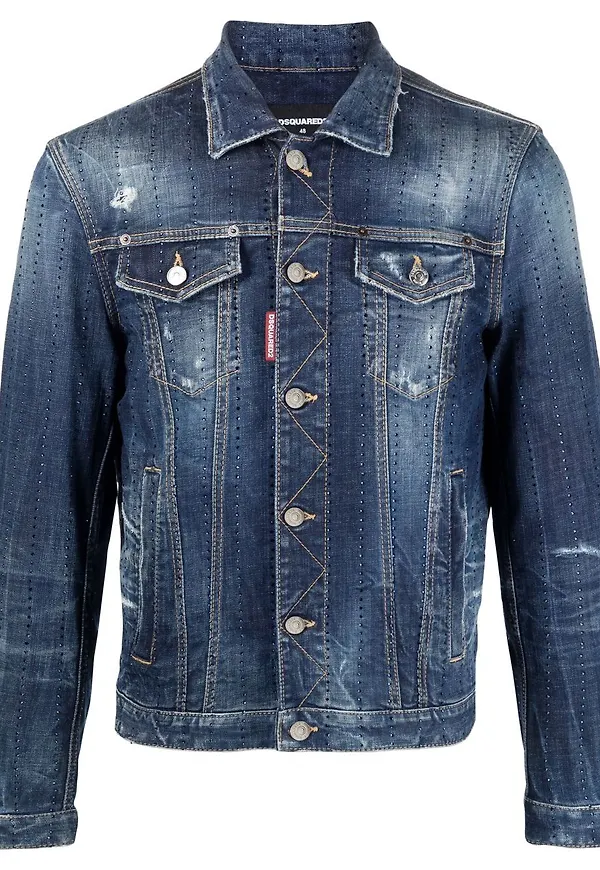 Dsquared2 jeansjacka med slitning - Blå
