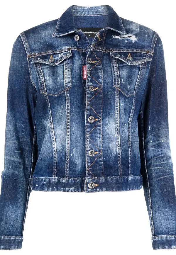 Dsquared2 jeansjacka med slitning - Blå