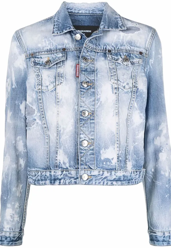 Dsquared2 jeansjacka med slitning - Blå