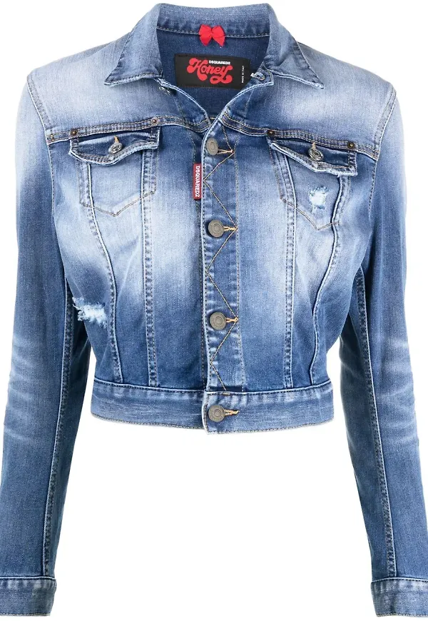 Dsquared2 jeansjacka med slitning - Blå