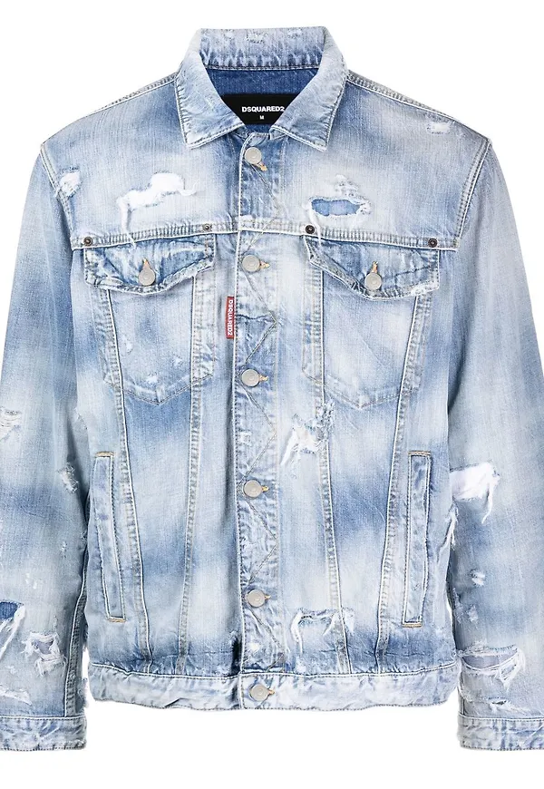Dsquared2 jeansjacka med slitning - Blå