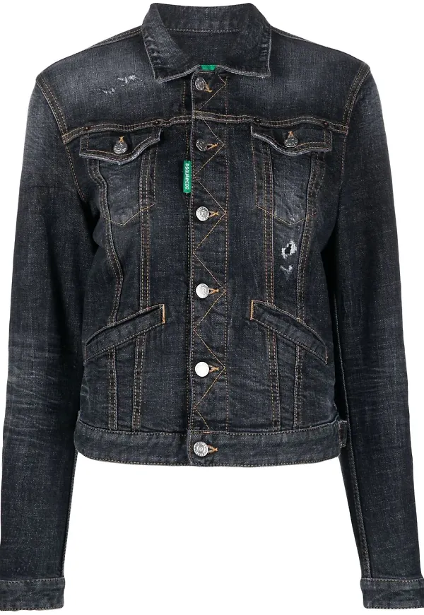 Dsquared2 jeansjacka med slitning - Grå