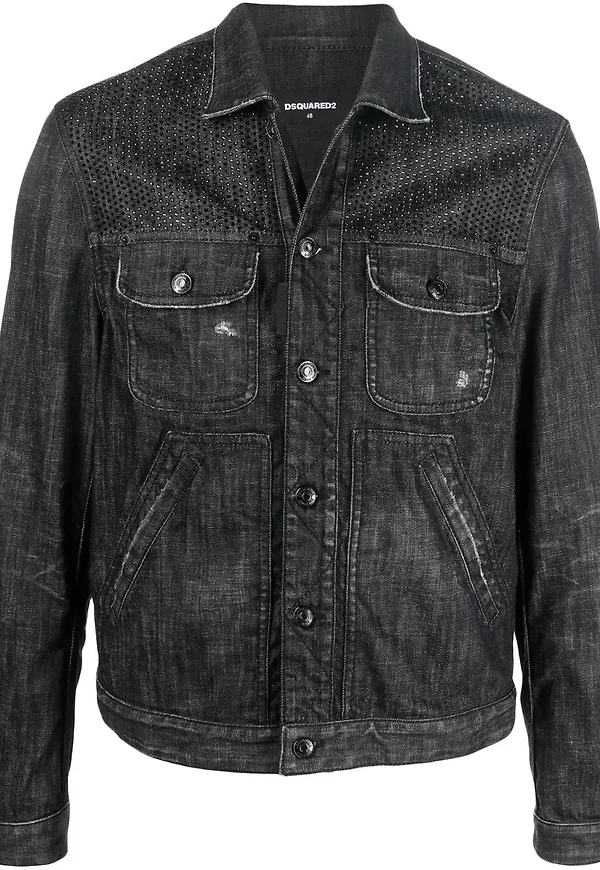 Dsquared2 jeansjacka med slitning - Svart