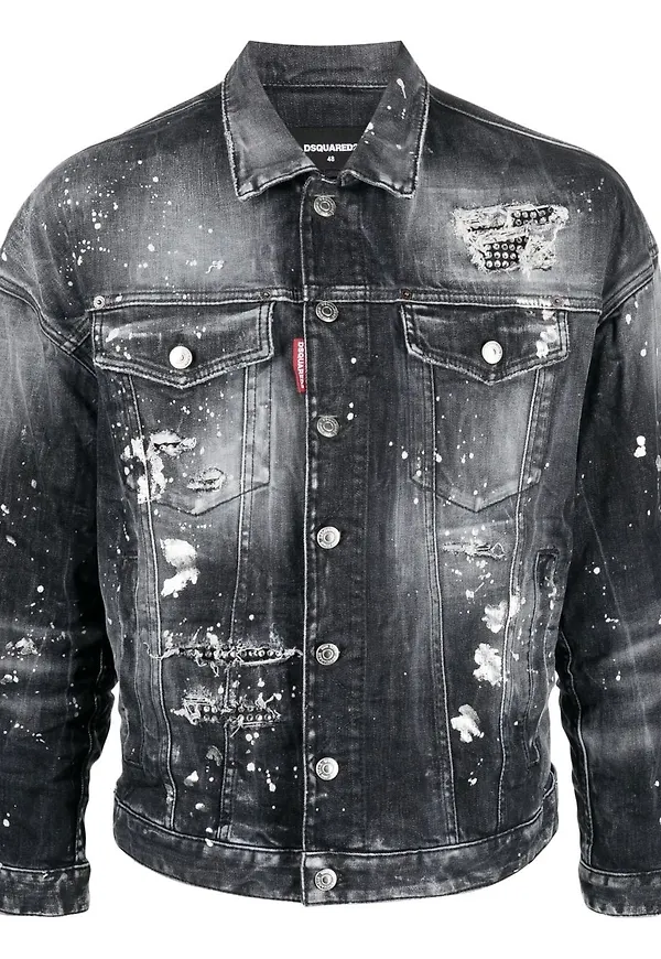 Dsquared2 jeansjacka med slogan - Svart