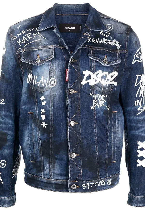 Dsquared2 jeansjacka med tryck - Blå