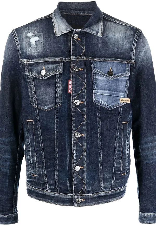 Dsquared2 jeansjacka med tvättad effekt - Blå