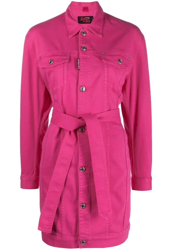 Dsquared2 jeanskappa med bälte - Rosa