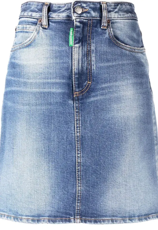 Dsquared2 jeanskjol med blekt effekt - Blå