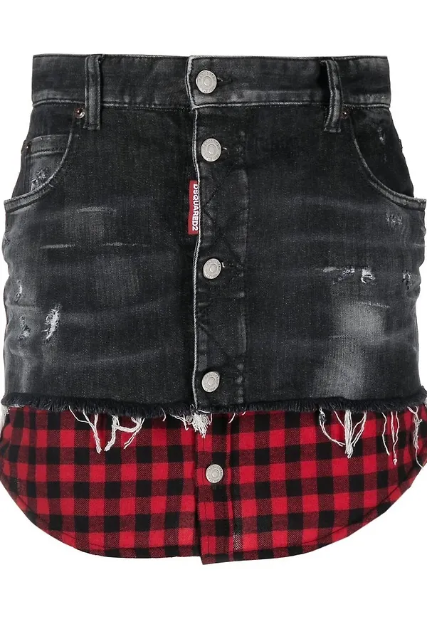 Dsquared2 jeanskjol med skjortkant - Svart
