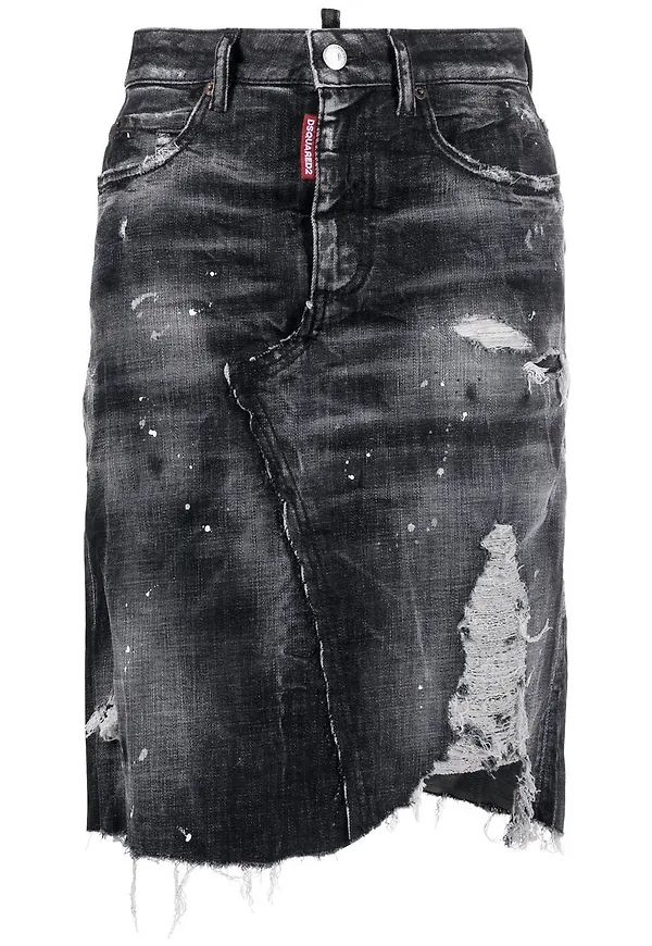 Dsquared2 jeanskjol med slitning - Svart