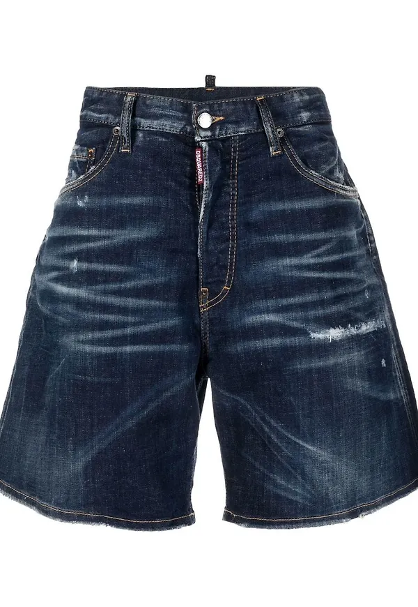 Dsquared2 jeansshorts med blomsterbrodyr - Blå