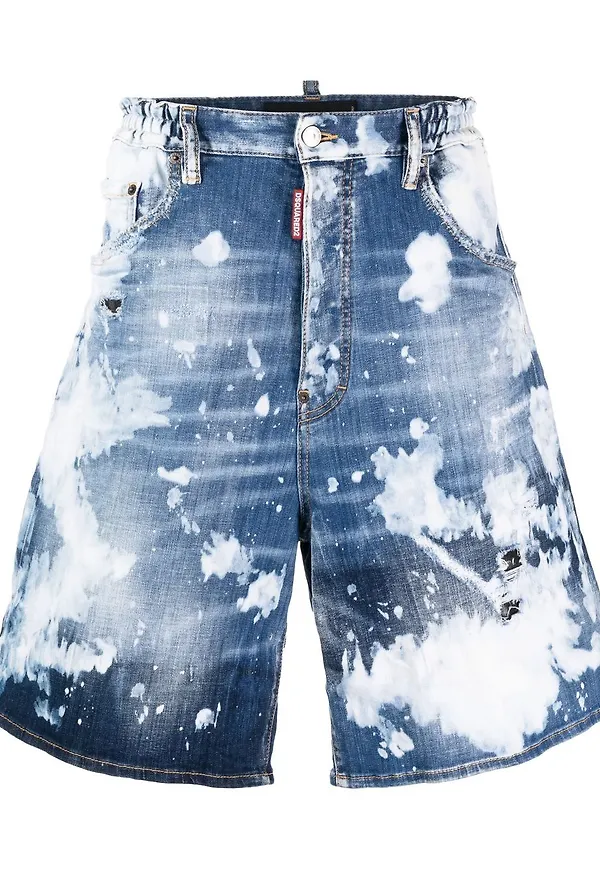 Dsquared2 jeansshorts med färgstänk - Blå