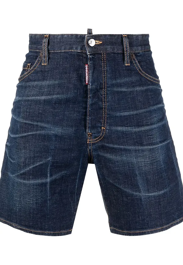 Dsquared2 jeansshorts med halvhög midja - Blå