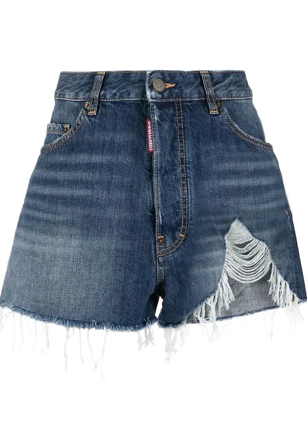 Dsquared2 jeansshorts med slitning - Blå