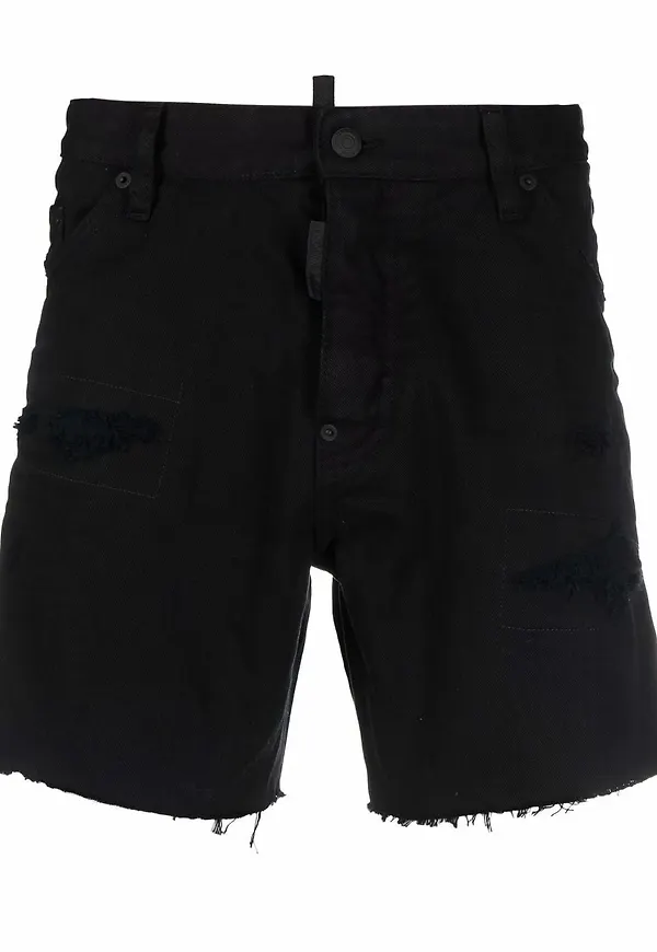 Dsquared2 jeansshorts med slitning - Svart