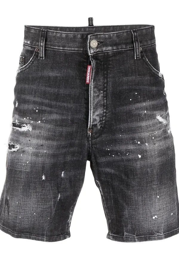 Dsquared2 jeansshorts med slitning - Svart