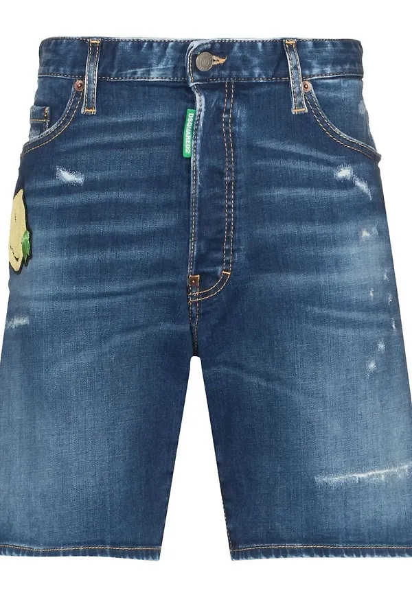 Dsquared2 jeansshorts med smileymärke - Blå