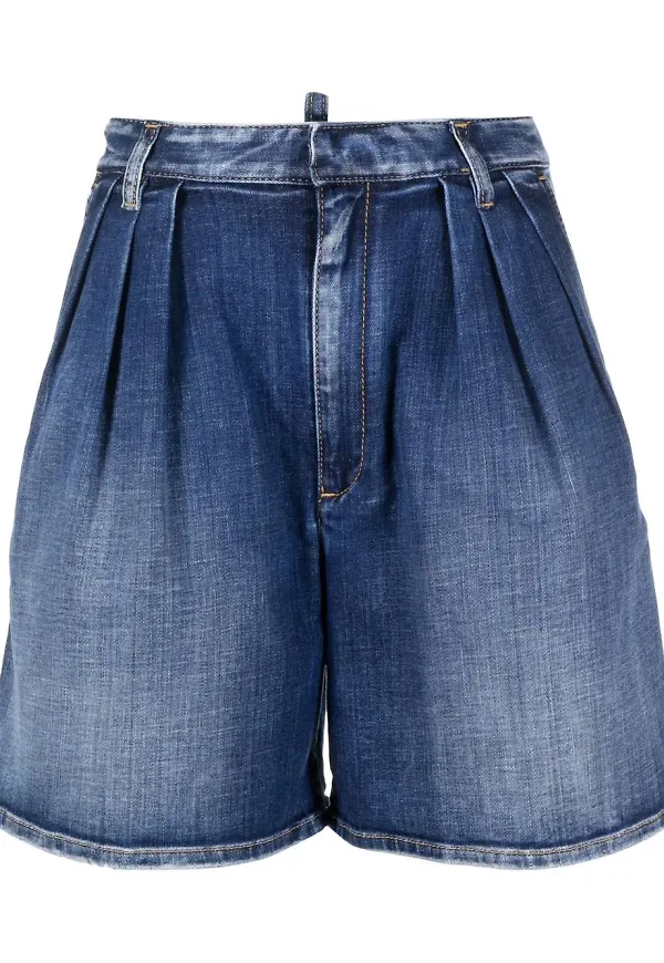 Dsquared2 jeansshorts med veck - Blå