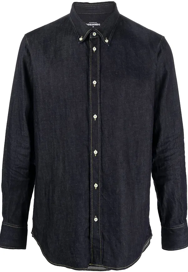 Dsquared2 jeansskjorta med knäppning - Blå
