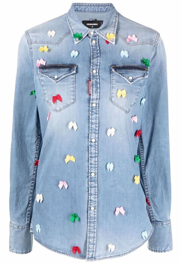 Dsquared2 jeansskjorta med rosett - Blå