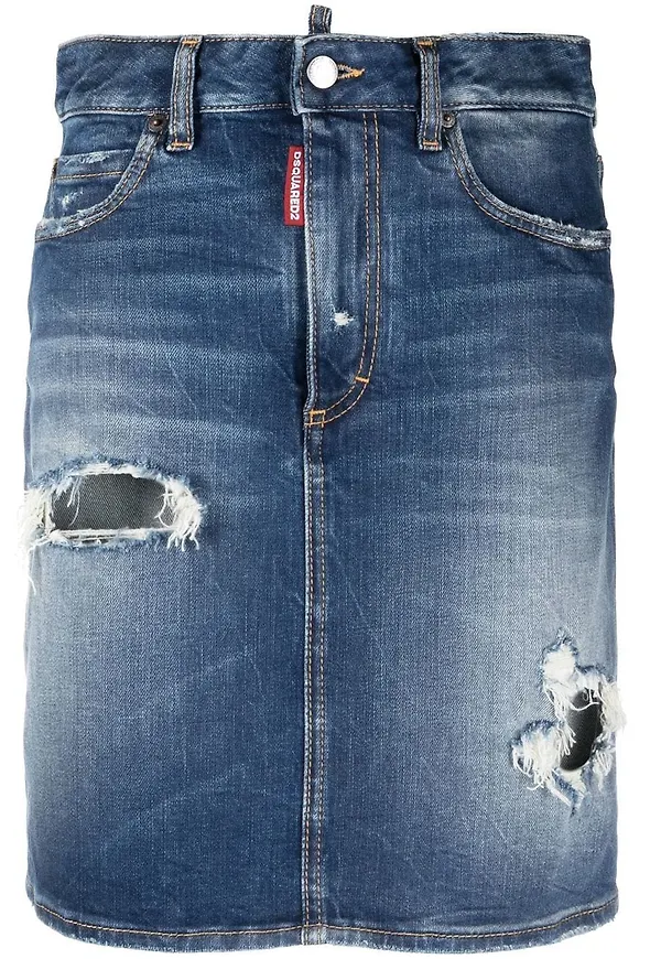 Dsquared2 jeansskjorta med slitning - Blå