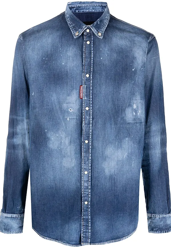Dsquared2 jeansskjorta med slitning - Blå