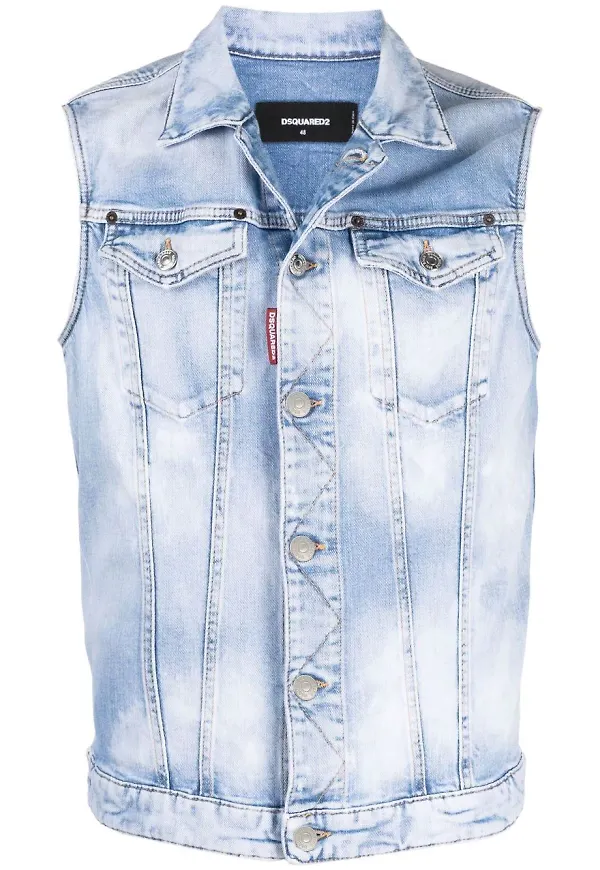 Dsquared2 jeansväst med blekt effekt - Blå