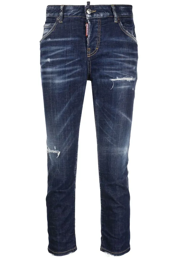 Dsquared2 Jennifer croppade skinny-jeans - Blå