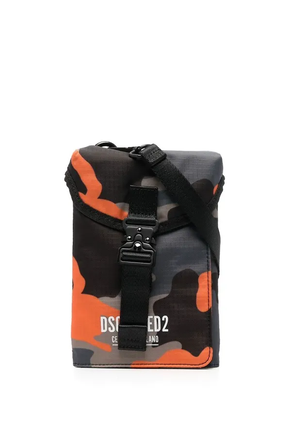 Dsquared2 kamouflagemönstrad axelremsväska - Orange