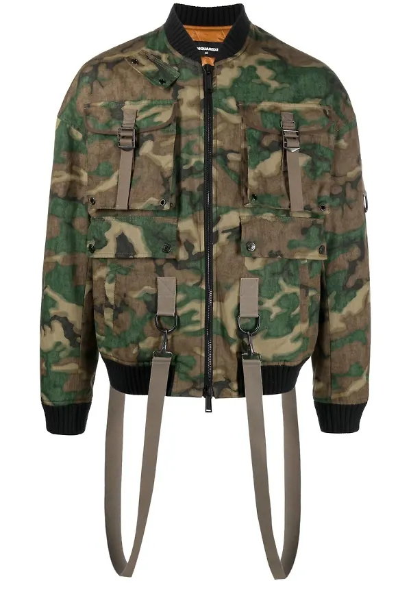 Dsquared2 kamouflagemönstrad bomberjacka - Grön