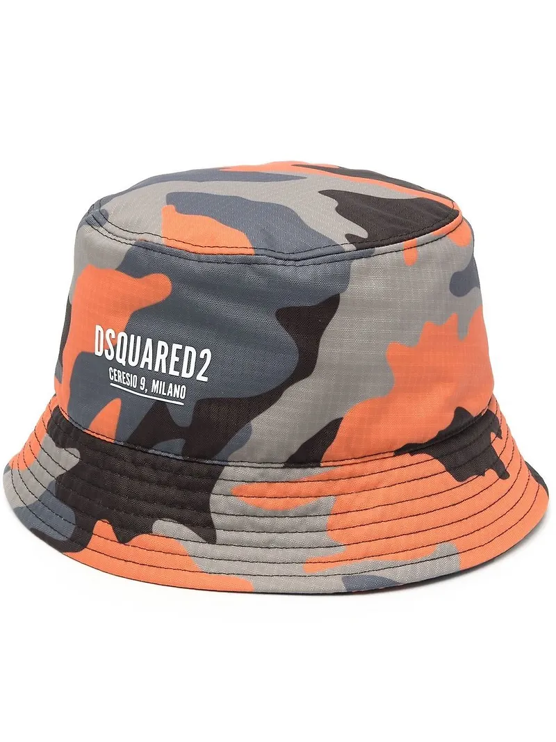 Dsquared2 kamouflagemönstrad fiskehatt - Orange