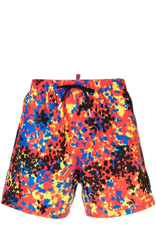 Dsquared2 kamouflagemönstrade badbyxor - Röd