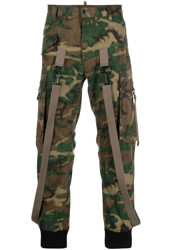 Dsquared2 kamouflagemönstrade cargobyxor - Grön