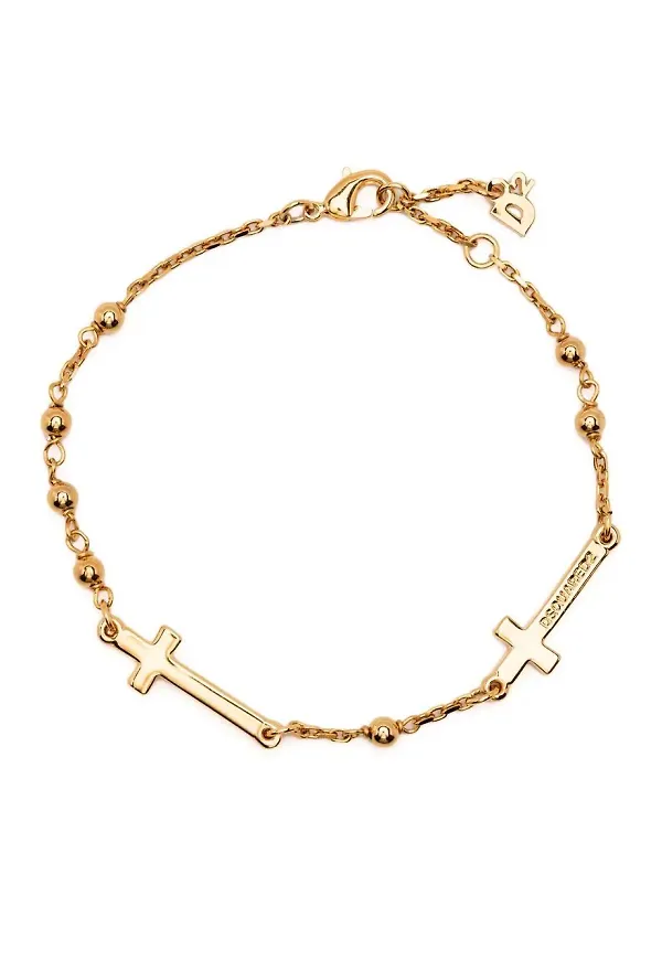 Dsquared2 kedjearmband med korsmotiv - Guldfärgad